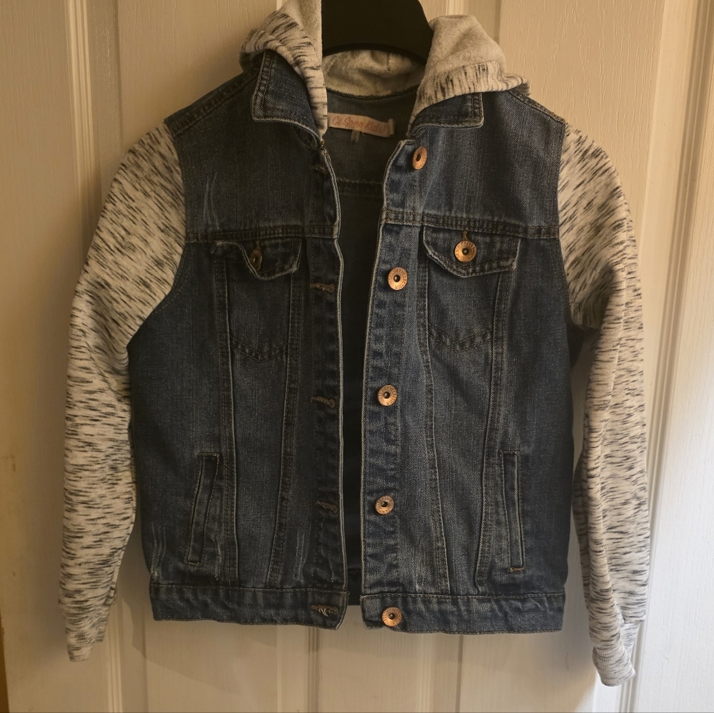 OshKosh B'gosh Light Blue Denim Jacket with Gray Hood